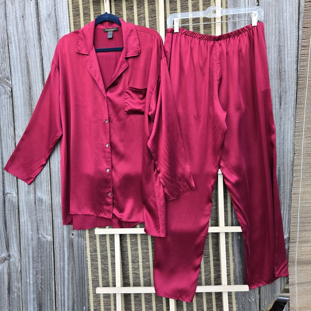 Donna Karan Silk PJ's Burgundy M